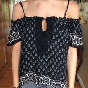 Cold shoulder printed blouse